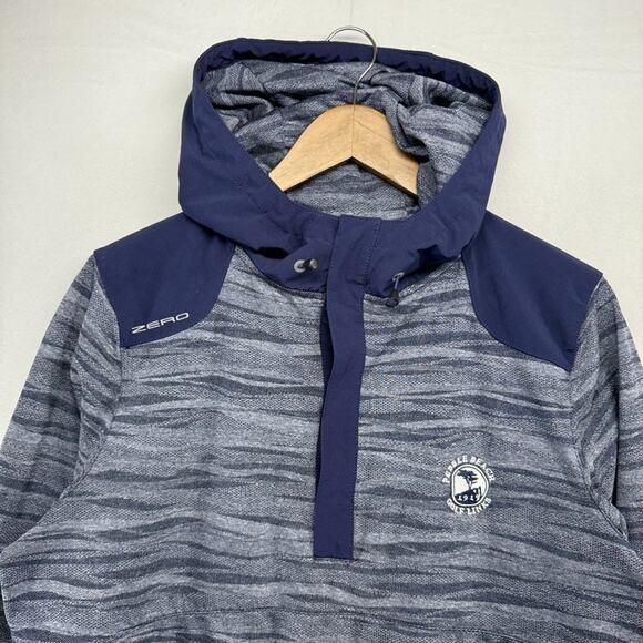 Zero Restriction Hoodie Men's Medium Blue Wave Pattern Snap Pebble Beach Golf - Picture 2 of 11